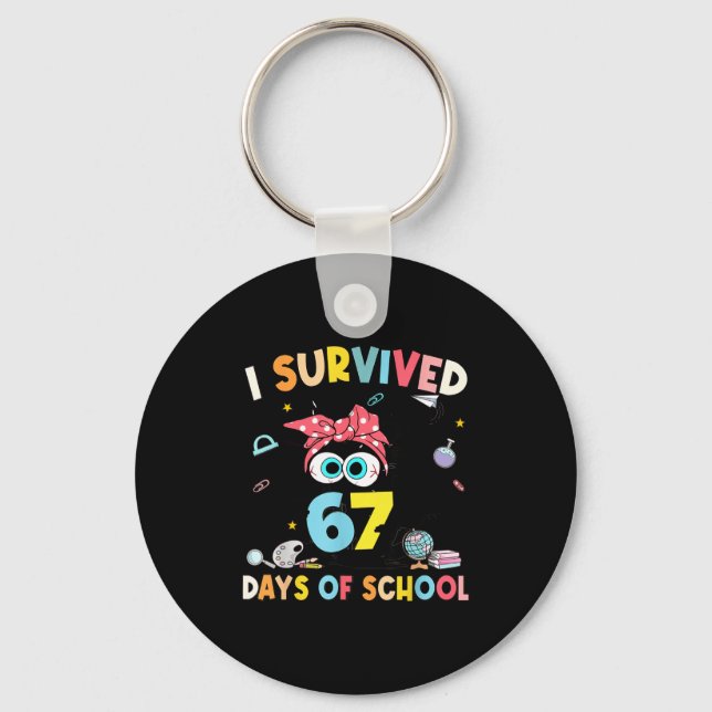 Chaveiro I Survived 67 Days Of School Teachers Students Six (Frente)