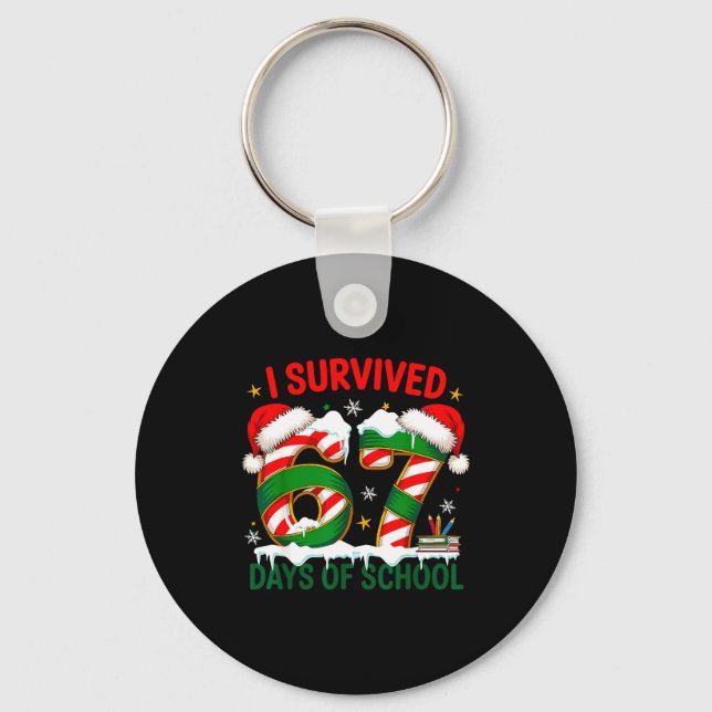 Chaveiro I Survived 67 Days School Christmas Meme 100th Day (Frente)