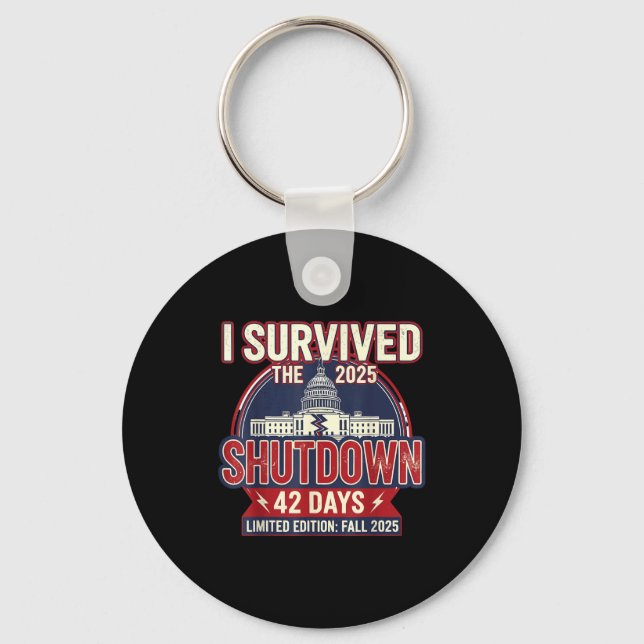 Chaveiro I Survived The 2025 Shutdown Funny Litical Quote  (Frente)