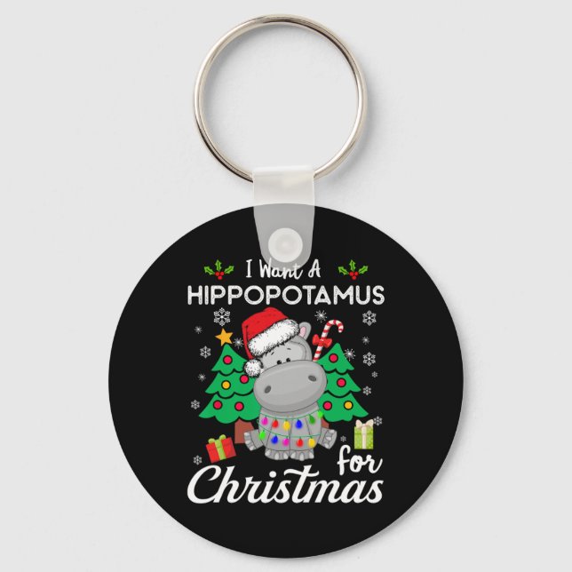 Chaveiro I Want A Hippopotamus For Christmas Cute Gift Xmas (Frente)