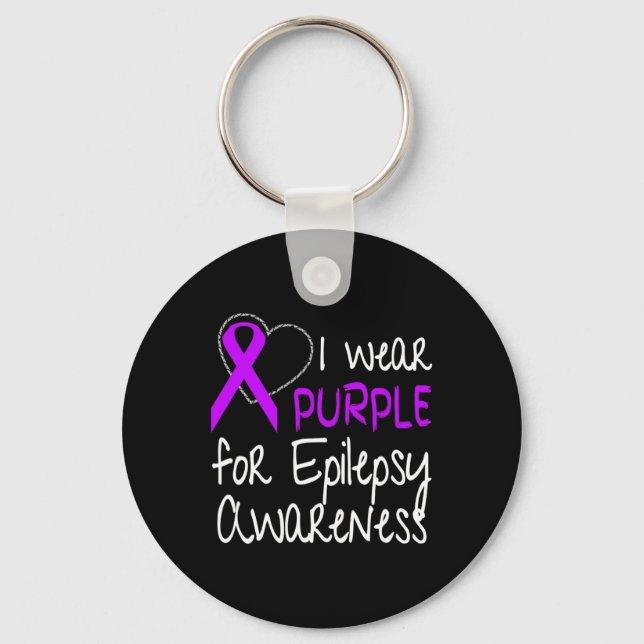 Chaveiro I Wear Purple For Epilepsy Awareness Ribbon  (Frente)