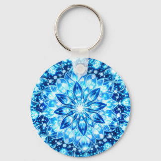 Chaveiro Ice Blue Kaleidoscope Mandala – Frost Glow Keychai