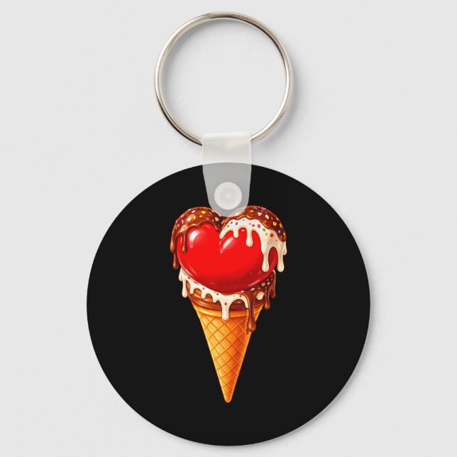 Chaveiro Ice Cream Heart Funny Drip Valentines Day Boys Gir (Frente)