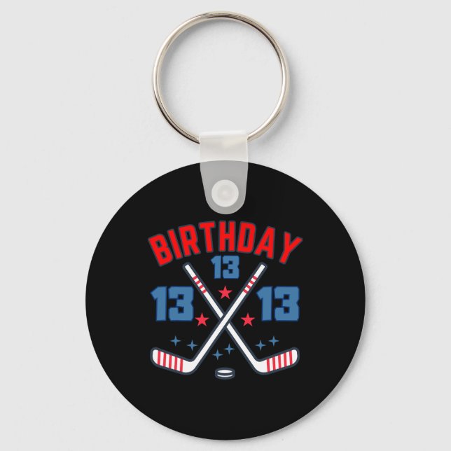 Chaveiro Ice Hockey Thirteen Birthday Boy 13th Party Boys A (Frente)