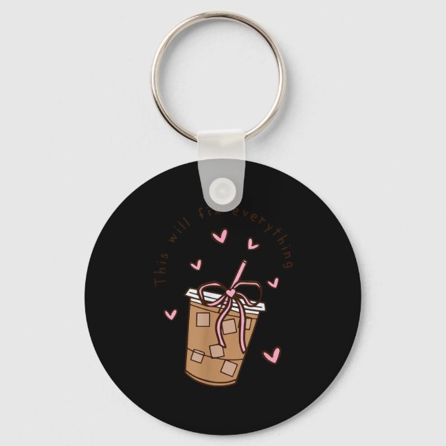 Chaveiro Iced Coffee Quote Saying Sarcastic Nk Girly Bow He (Frente)