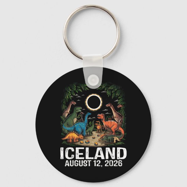 Chaveiro Iceland Total Solar Eclipse 2026 Dinosaur T-Rex (Frente)