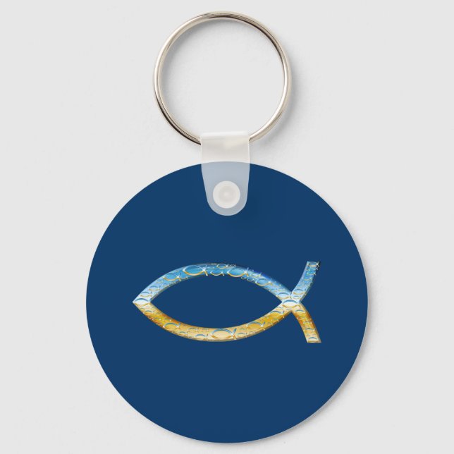 Chaveiro Ichthus - Christian Fish Symbol Sky & Ground (Frente)