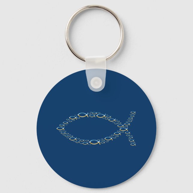 Chaveiro Ichthus - Christian Fish Symbol Sky & Ground (Frente)