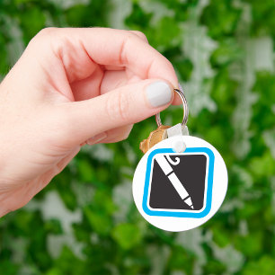 Chaveiro Ícone de Caneta Branca Minimalista para Escritor