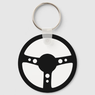 Chaveiro ícone de competência preto do volante