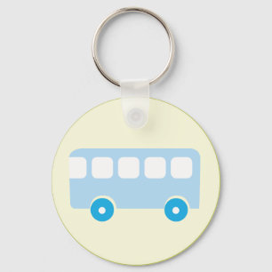 Chaveiro Ícone de Ônibus Escolar Azul Pastel Fofo