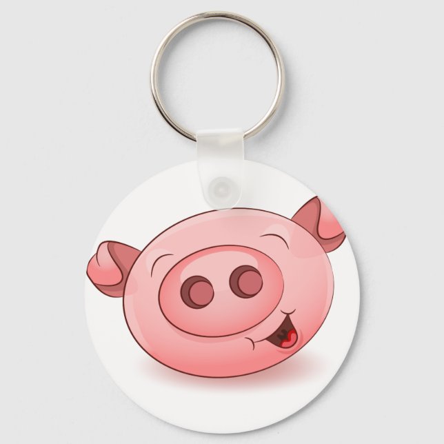 Chaveiro Ícone de Suíno Feliz (Frente)