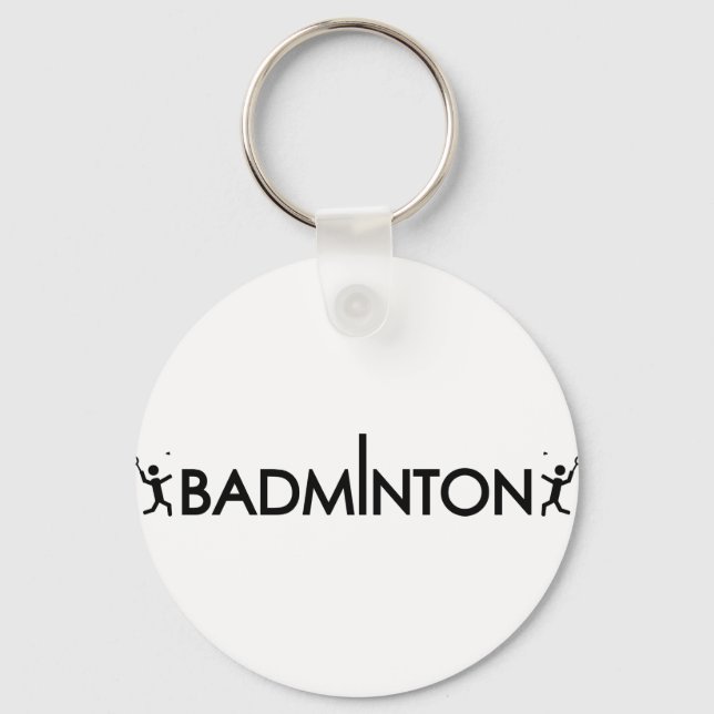 Chaveiro ícone de texto do jogador de badminton (Frente)