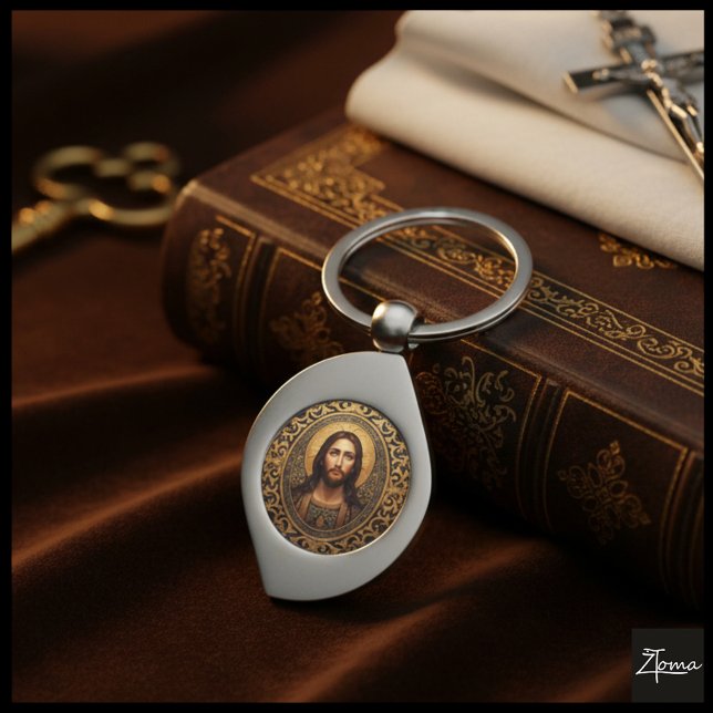Chaveiro Ícone Sagrado Dourado - Jesus (Criador carregado)