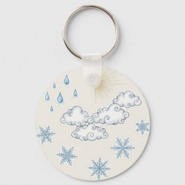 Chaveiro Ícones de Clima Caprichosos – Sol Nuvens Chuva e N (Frente)