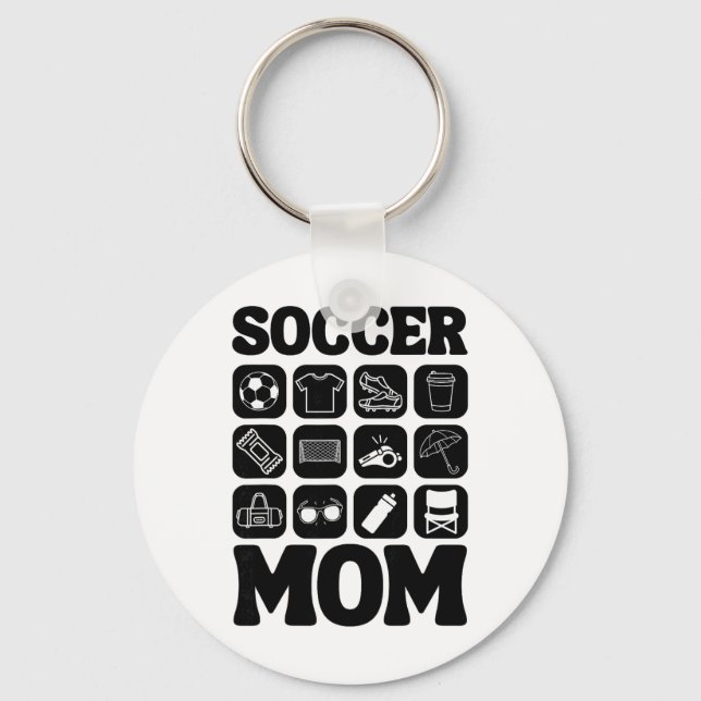 Chaveiro Ícones de Mãe de Futebol Essencial de Futebol _2 (Frente)