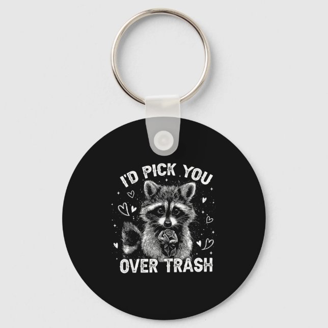 Chaveiro I'd Ck You Over Trash Funny Raccoon Retro Valentin (Frente)