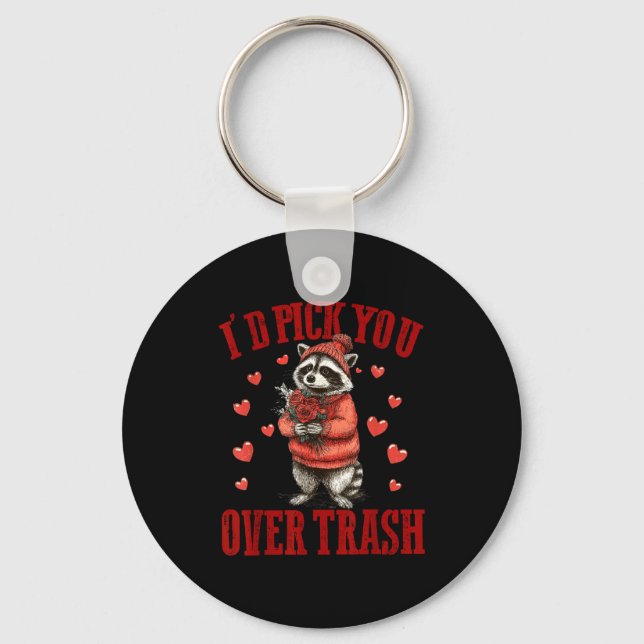 Chaveiro I'd Ck You Over Trash Funny Raccoon Retro Valentin (Frente)