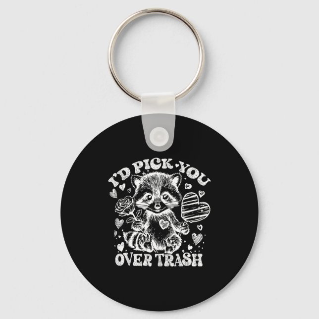 Chaveiro I'd Ck You Over Trash Funny Raccoon Retro Valentin (Frente)