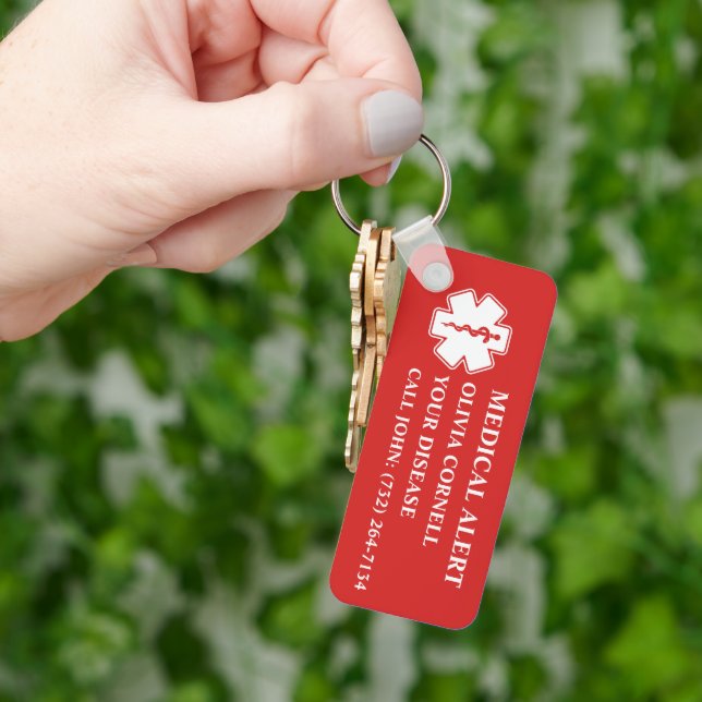 Chaveiro ID de Informação Médica Personalizada de Alerta Mé (Mão)