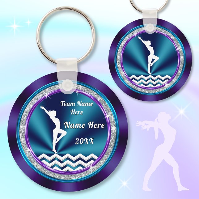 Chaveiro Ideias de presentes de ginástica personalizados e  (Gymnastics keychains are great for gymnastics bag tags. Gymnastics goodies. Gymnastics team gifts.)
