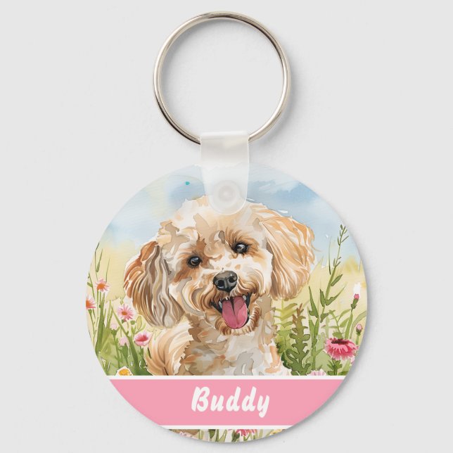 Chaveiro Identificador de Poodle – Adicione Nome e Contato (Frente)