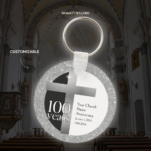 Chaveiro Igreja Silver Gray 100º Aniversário Personalizado