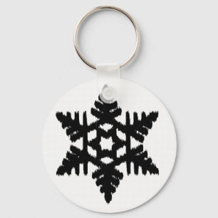 Chaveiro Ikat Snowflake - Branco e preto