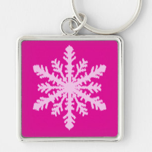 Chaveiro Ikat Snowflake - Fuchsia e rosa-gelo