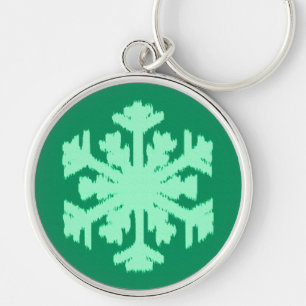 Chaveiro Ikat Snowflake - Pinheiro e horta verdes