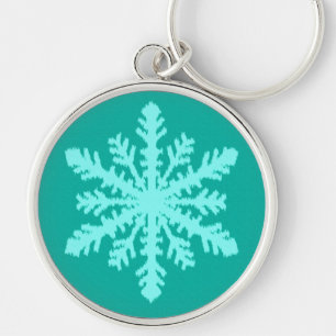 Chaveiro Ikat Snowflake - Turquesa e aqua