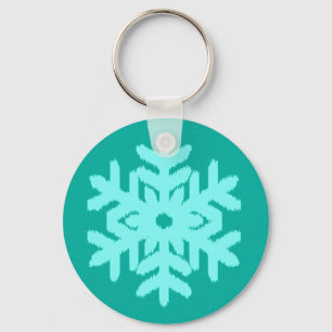 Chaveiro Ikat Snowflake - Turquesa e aqua