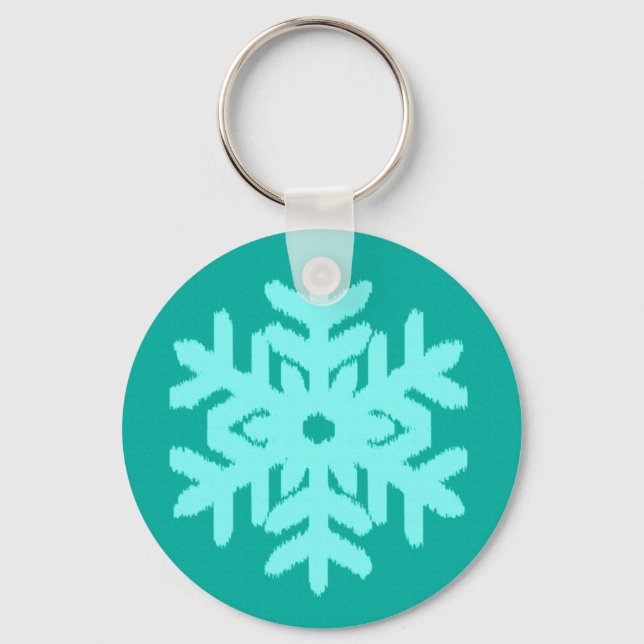 Chaveiro Ikat Snowflake - Turquesa e aqua (Frente)