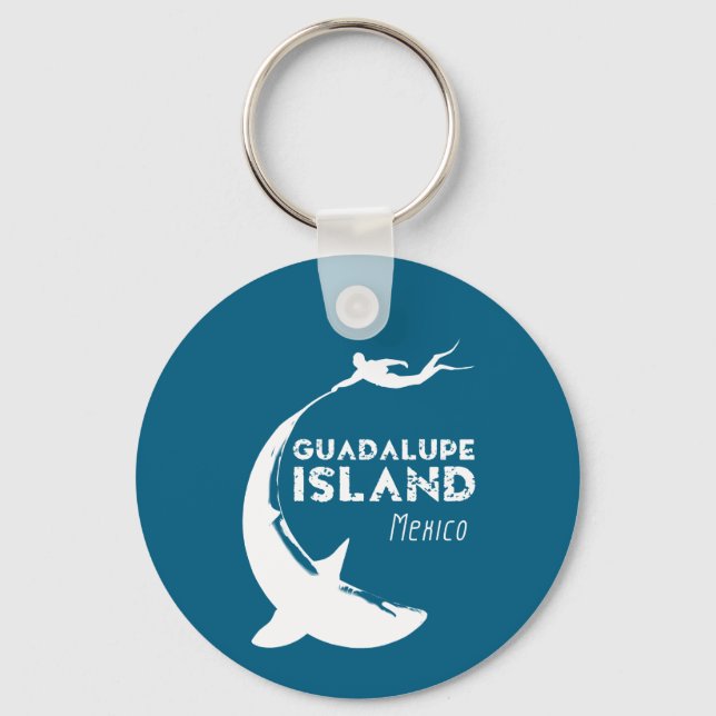 Chaveiro Ilha Guadalupe México | Mergulho Com Tubarões (Frente)