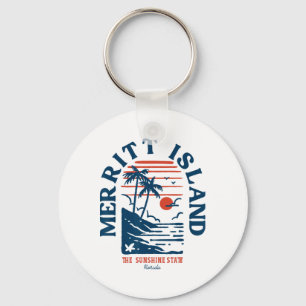 Chaveiro Ilha Merritt Flórida Retro Surfista Praia Vintage