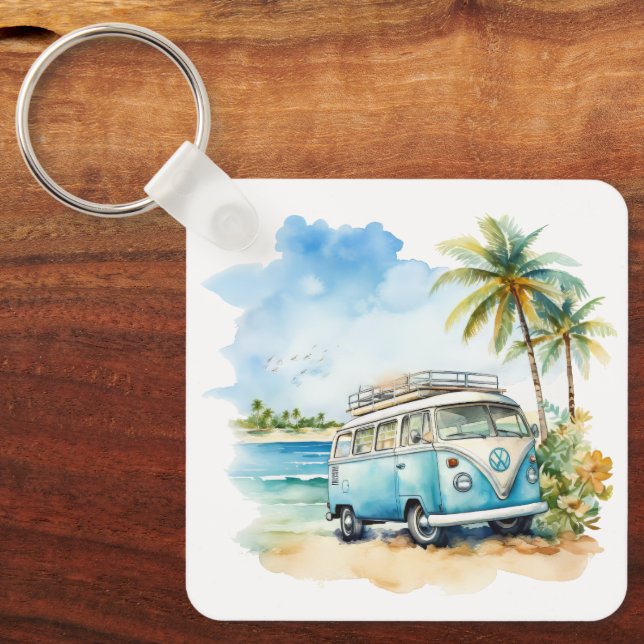 Chaveiro Ilha Tropical Retro Blue Bus (Frente)