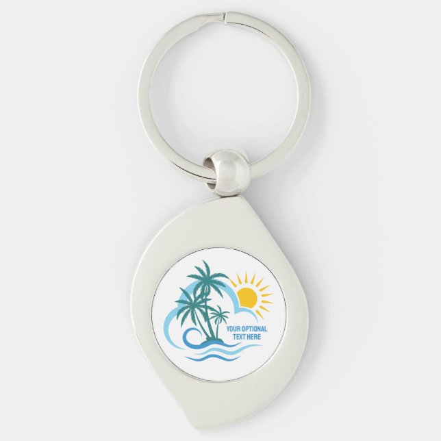 Chaveiro Ilhas Tropicais de Texto Personalizado (Frente)