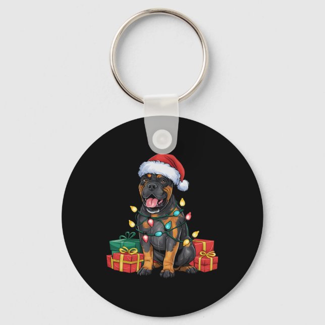 Chaveiro Iluminação de Natal Cane Corso Cachorro Chapéu do  (Frente)