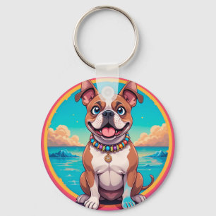 Chaveiro Ilustração Adorável de Cachorro de Desenho Animado