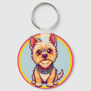 Chaveiro Ilustração Adorável de Cachorro de Desenho Animado