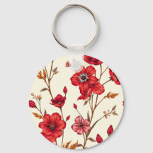 Ilustração Botânica Vermelha Vibrante