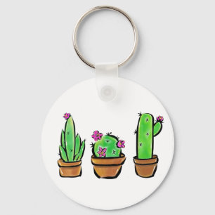 Chaveiro Ilustração Cactus Trio