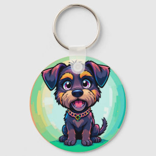 Chaveiro Ilustração Colorida de Desenho Animado de Cachorro