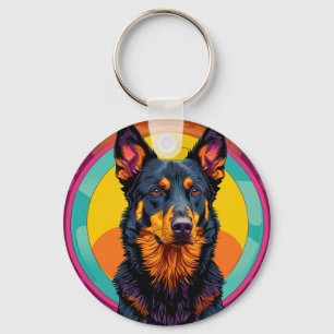 Chaveiro Ilustração Colorida do cão Beauceron