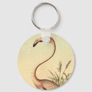 Chaveiro Ilustração cor-de-rosa do flamingo do vintage