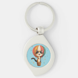Chaveiro Ilustração da Aventura Celestial do Gato Calico Al