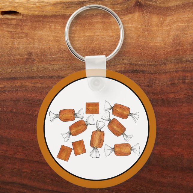 Chaveiro Ilustração da Comida dos dentes doce do caramel Ca (Verso)