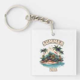Chaveiro Ilustração da Ilha Tropical de Summer Vibe