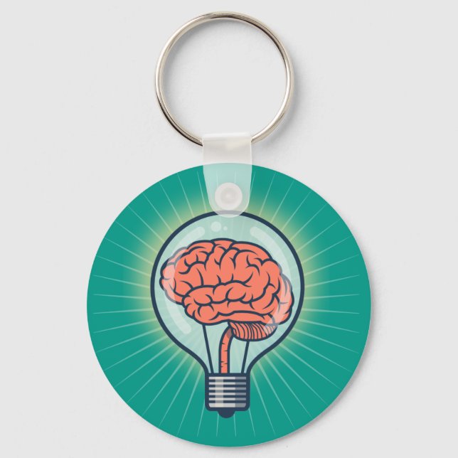 Chaveiro Ilustração da lâmpada cerebral (Frente)