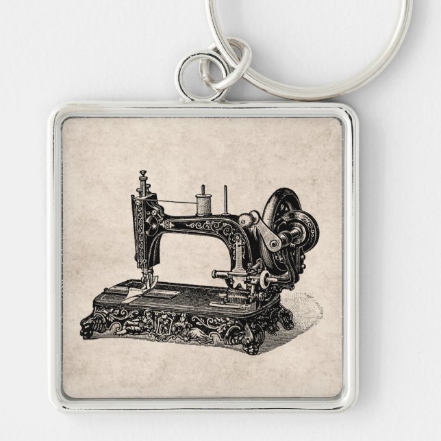 Chaveiro Ilustração da máquina de costura dos 1800s do (Frente)